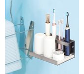Soporte para cepillo de dientes eléctrico de pared, resistente, resistente al agua, diseño autoadhesivo para baño L plata