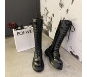 Botas largas con plataforma gruesa para mujer, botas altas hasta la rodilla de piel sintética, botines punk con cordones para mujer, zapatos Chelsea para mujer 2024 35 negro