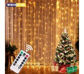 Guirnalda de cortina de luces navideñas, adornos navideños para el hogar, adornos navideños, regalos de Navidad, decoración de Año Nuevo 2024 1Mx3M 100LED amarillo