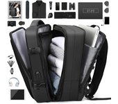 Mochila de viaje para hombres, mochila expandible para computadora portátil con puerto USB, bolso grande para computadora de negocios impermeable y antirrobo para mujeres