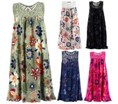 Vestido de talla grande a la moda, vestido sin mangas con estampado de encaje para mujer, vestido informal suelto de verano S azul marino