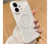 Funda magnética transparente de moda para carga inalámbrica Magsafe para iPhone 16, 15, 14 Plus, 13, 12 Mini, 11 Pro Max, XS Max XR, cubierta acrílica iPhone 16 Pro Max blanco