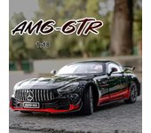 1:Mercedes-Benz AMG GTR 18, modelo de coche de aleación de metal fundido a presión de alta simulación, sonido y luz, colección extraíble, juguetes para niños, adornos de regalo para niños rojo