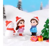 3 unids/set lindo traje de nieve amantes miniatura adornos de paisaje bonsái de jardín decoraciones para casa de muñecas regalo decoración del hogar rojo