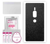 apgo Protective Skin Sticker for the back compatible with Sony Xperia XZ2 Premium, Wrap Film, Foil, Vinyl - Pattern Black Honeycomb