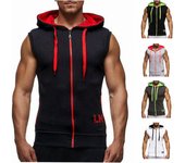 Sudaderas con capucha deportivas sin mangas para hombre, chaleco de entrenamiento para correr al aire libre, camisetas sin mangas para culturismo, chalecos transpirables de algodón M rojo