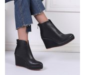 2024 Otoño Invierno Zapatos Mujer Botines Plataforma Modernos Señoras Cuña Tacones 10cm Puro Negro Blanco Talla Grande 42 36 blanco