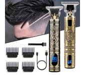 Cortadora de cabello profesional, cortadora de cabello recargable por USB, cortadora de barba para hombres, cortadora precisa con cuchilla en T con pantalla LCD, regalo navideño para él D3