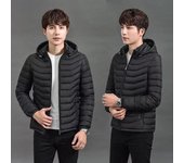 Chaqueta de algodón ligera para hombre, chaqueta de algodón cálida con capucha y cuello alto corto para hombre juvenil de gran tamaño, abrigo informal de otoño e invierno XXXXXL