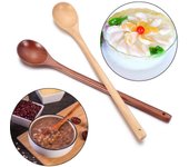 Cuchara de madera maciza natural con mango largo estilo japonés, cucharas para té, cucharas para sopa, vajilla 2