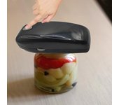 Abrelatas eléctrico de borde liso, arranque con un solo toque, manos libres, funciona con pilas, abrelatas seguro para personas mayores con artritis negro