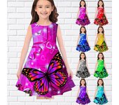 Vestido de princesa sin mangas con estampado de corazón y mariposa en 3D para niñas de más de cuatro años 90 verde