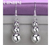 CHSHINE-pendientes de Plata de Ley 925 con tres bolas, joyería con dijes, gota para oreja de moda para fiesta 4.50*1.00cm