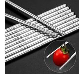 Juego de palillos de sushi reutilizables de acero inoxidable 304, antideslizantes, para comida japonesa, china y coreana, aptos para lavavajillas.
