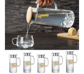Hervidor de agua fría transparente de 1/1,2/1,5 l, de vidrio de borosilicato, para puer, juego de té con flores, para cocina 1L