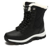 Botas de mujer de invierno que mantienen el calor, botas de nieve de media pantorrilla de calidad, botines con cordones para mujer, cómodos, impermeables, Chaussures Femme 35 rojo