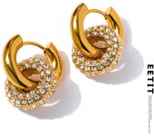 Eetit-pendientes de aro Huggie de acero inoxidable, delicados y brillantes, redondos, de acero inoxidable, Color dorado de 18K, joyería encantadora de alta calidad, regalo oro