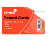 Silvine Tarjetas de registro pequeñas Lápiz Feint 100 hojas Small blanco
