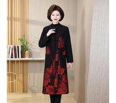 Abrigo largo medio con capucha y holgada para otoño e invierno, abrigo grueso de felpa estilo étnico para mamá, abrigo para mujer 5XL