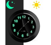 Reloj de coche Stick-On, reloj Digital luminoso interno, relojes mecánicos de cuarzo, adorno automático, accesorios para coche, regalos negro