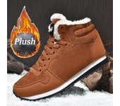 Botas de nieve de invierno para hombre y mujer, botas cálidas de felpa, Bota de Cuero de ante, cómodas y ligeras, zapatillas impermeables para parejas, talla grande 48 36 negro
