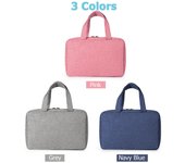 Bolsa de maquillaje de viaje portátil Bolsa de almacenamiento impermeable Bolsa cosmética Herramientas de maquillaje Organizador grande azul marino