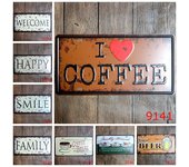 Placa de matrícula retro europea y americana, pintura de hojalata antigua, cafetería, bar, tienda, restaurante, colgante de pared de moda para el hogar, decoración con personalidad de moda