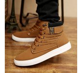 Zapatos de caña alta para hombre, botas de lona con punta redonda, de color sólido, cálidas, de invierno, de tacón bajo, informales, de alta calidad, nuevos 38
