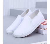 Zapatos de tela blancos para enfermera para hombres y mujeres, cómodos, antideslizantes, transpirables, pequeños zapatos blancos, zapatos de tela para el trabajo sin cordones 35