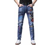 Pantalones vaqueros estampados con bordado fino para hombre, pantalones elásticos ajustados de marca a la moda, a juego 27