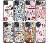 Funda B-88 Snoopy negra para Redmi 10A 10C 12C 13C 9A 9C 9T A3X Note 10 9 9S 10S iPhone 11 12 13 14 15 16 X XS Pro Max Mini 7 8 Plus XR iPhone 11 Pro Max cuero de búfalo