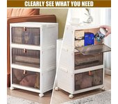1 organizador de zapatos de 2 o 3 capas con ruedas, caja de exhibición apilable transparente, organizador extraíble para cocina, dormitorio, organizador de maquillaje 2 layer