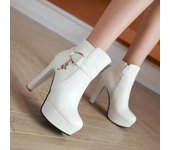 Botas cortas elegantes para mujer, zapatos de otoño e invierno, botines para mujer, plataforma, dulces, negros, blancos y rosas, zapatos de fiesta para mujer 35