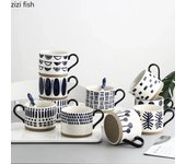 Taza de café de cerámica de línea simple americana, taza de leche de avena de gran capacidad para desayuno, taza exquisita, taza de porcelana, decoración del hogar 450ml