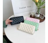 Cartera de mujer nueva 2024, moda europea y americana, con hilo de bordar con rombos, cartera de mano de PU de tamaño mediano y largo para cenas, bolso de cambio verde