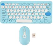 Conjunto de teclado y ratón inalámbricos, elegantes, delgados, redondos, silenciosos, ergonómicos, 2,4 G, combo de teclado y ratón para azul