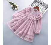 Vestido de princesa para niñas, primavera y otoño, moda infantil, vestido con pompadour de encaje. 100cm color rosa