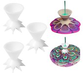 3 vasos divisorios para verter pintura acrílica, embudo mini de 7 patas para pintura DIY blanco