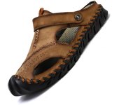 Sandalias Verano Hombres Cuero Clásico Hombres Zapatos Zapatillas Sandalias Suaves Hombres Romano Cómodo Calzado Para Caminar Al Aire Libre 38