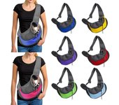 Portabebés para mascotas - Bolso pequeño para perros y gatos, bolso portamascotas, seguro, reversible, cómodo, ajustable, bolso de mano con un solo hombro azul oscuro