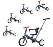 Nijakise 5 en 1 Running 1 a 5 años Ultra fácil de montar Barra de empuje Cinturón de seguridad incluido Triciclo para niños, Triciclo, Bicicleta, Antiguo, Compacto, Ligero, gris