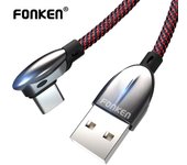 FONKEN Cable tipo C de 90 grados Cable de carga rápido para juegos con curvatura USB C Cable de datos con codo de nailon 0.6M