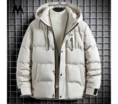 Parka para hombre, chaqueta con capucha cálida de color sólido, parkas de invierno para hombre, moda Harajuku, prendas de vestir exteriores, chaquetas casuales para hombre, ropa de calle M azul