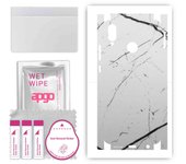 apgo Protective Skin Sticker for the back+sides compatible with Huawei P20 lite, Full Wrap Film, Foil, Vinyl - Pattern White Marble