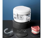 Retenedor de ortodoncia portátil, caja universal invisible para guardar aparatos de ortodoncia, estuche para remojo de dientes postizos, caja de baño para dentaduras postizas.