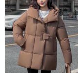 Parkas cálidas de invierno para mujer, chaquetas holgadas con capucha y gran tamaño, prendas de abrigo gruesas y cálidas de manga larga para mujer M marrón
