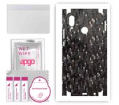 apgo Protective Skin Sticker for the back+sides compatible with Huawei P20 lite, Full Wrap Film, Foil, Vinyl - Pattern Carbon Black Pixel