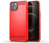 Funda de silicona para iPhone 13 de Apple, carcasa trasera de goma de fibra de carbono para iPhone 13, fundas suaves para teléfonos inteligentes con protección total for iPhone 13 negro