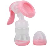 Extractor de leche manual con succión para lactancia materna, potencia ajustable, suministros para bebés, color rosa color rosa