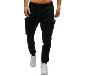 Pantalones de chándal para hombre Pantalones deportivos elásticos informales Pantalones con bolsillos holgados sólidos XXL